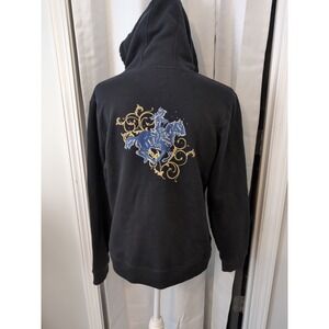 Bit & Bridle Women's Full Zip Hoodie Jacket Horse Decal‎ Decorated Medium
